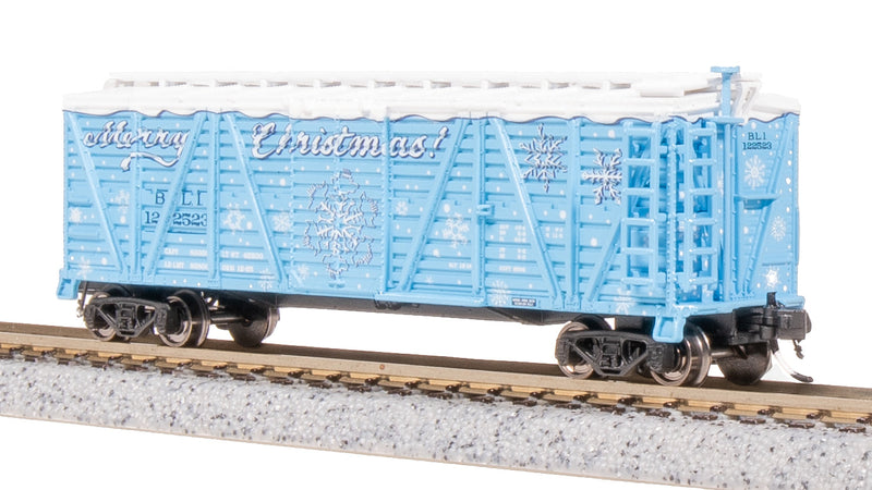 BLI 8474 40' Wood Stock Car, Holiday Season Theme, "Merry Christmas", Holiday Sounds, N