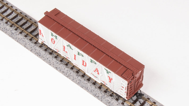 BLI 8475 40' Wood Stock Car, Holiday Season Theme, "Happy Holidays", Holiday Sounds, N