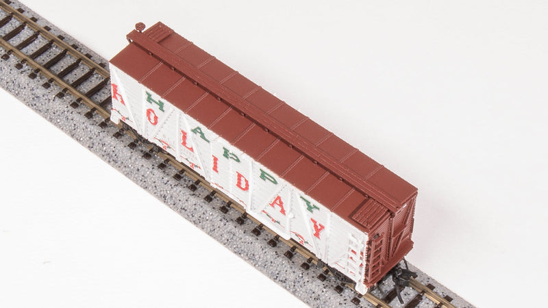 BLI 8475 40' Wood Stock Car, Holiday Season Theme, "Happy Holidays", Holiday Sounds, N