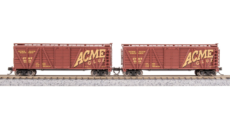 BLI 8487 40' Wood Stock Car, Acme Glue Factory, No Sound, 2-pack, N