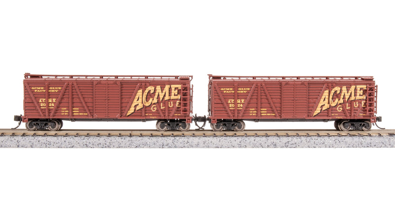 BLI 8487 40' Wood Stock Car, Acme Glue Factory, No Sound, 2-pack, N