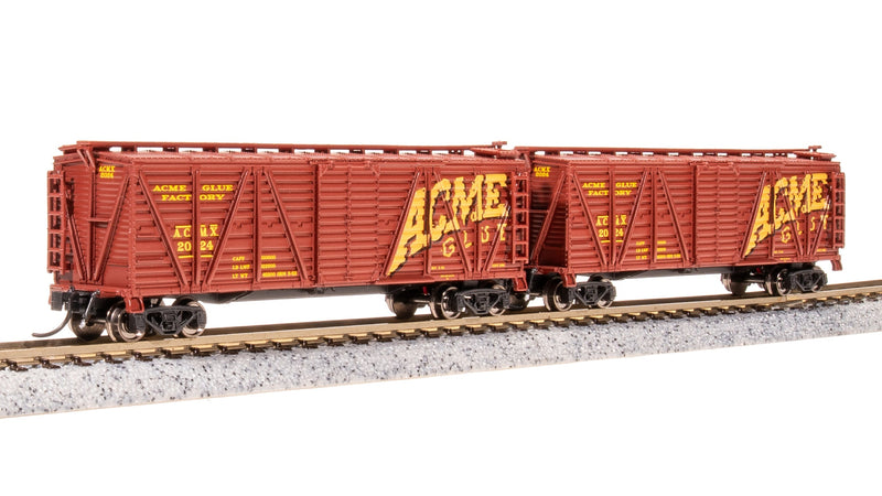 BLI 8487 40' Wood Stock Car, Acme Glue Factory, No Sound, 2-pack, N