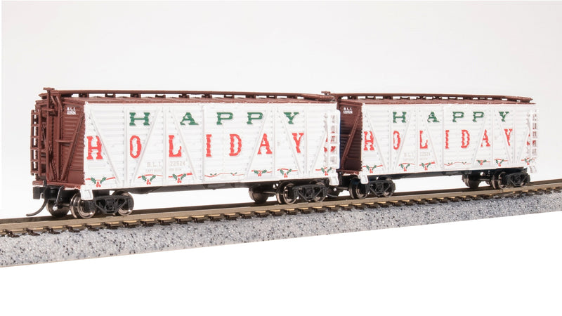 BLI 8489 40' Wood Stock Car, Holiday Season Stock Car, "Happy Holidays", No Sound, 2-pack, N