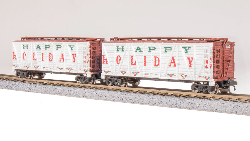 BLI 8489 40' Wood Stock Car, Holiday Season Stock Car, "Happy Holidays", No Sound, 2-pack, N