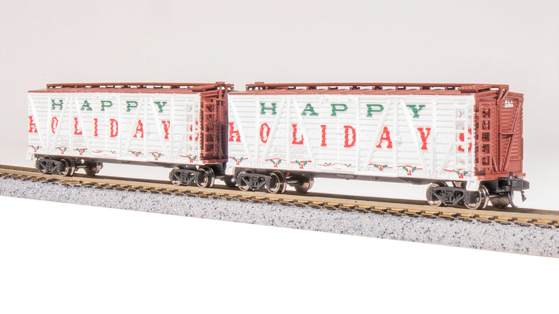 BLI 8489 40' Wood Stock Car, Holiday Season Stock Car, "Happy Holidays", No Sound, 2-pack, N