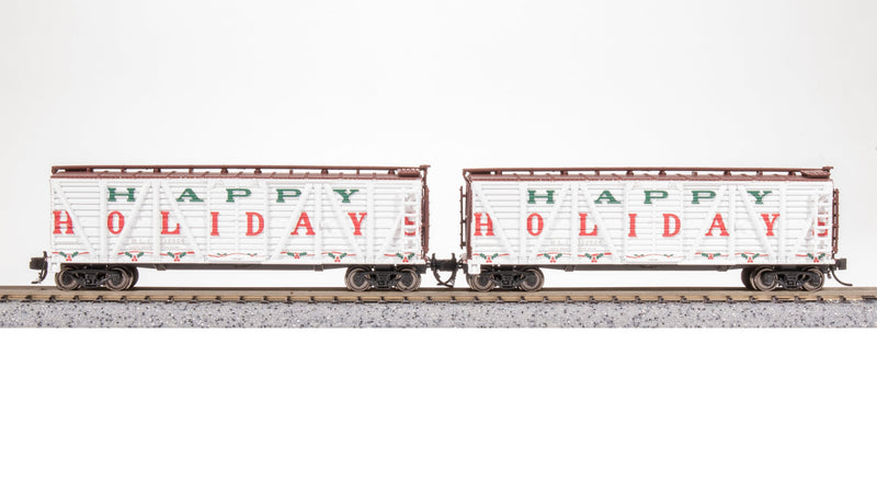 BLI 8489 40' Wood Stock Car, Holiday Season Stock Car, "Happy Holidays", No Sound, 2-pack, N