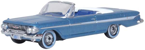 Oxford Diecast 87CI61006 1961 Chevy Impala - Assembled -- Jewel Blue, White, HO