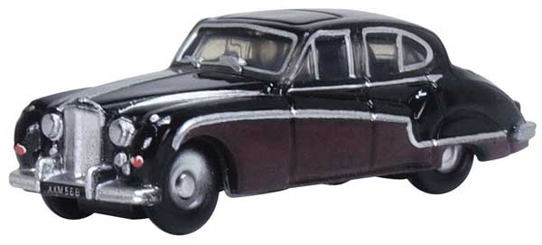 Oxford Diecast NJAG9004 1959 - 1961 Jaguar MkVIII-IX - Assembled - Black, Imperial Maroon, N Scale
