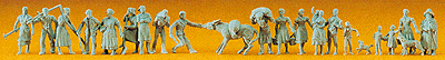 Preiser HO 327 Unpainted Figure Set, Figures & Animals (120)