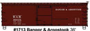 Accurail HO 1713 36' Double-Sheathed Wood Boxcar, Steel Roof, Wood Ends, Fishbelly Kit, Bangor & Aroostook 60275 (Boxcar Red)