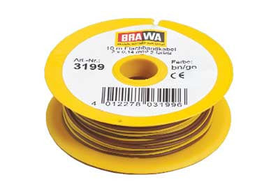 Brawa 32390 .006" .14mm 2-Conductor Stranded Copper Wire 27.3yd 25m Reel, Brown/Yellow