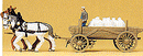 Preiser HO 470 Horse-Drawn Wagon, Cargo Wagon with Horses, Assembled