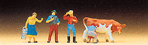 Preiser N 9039 People Working, Farm People with Cow