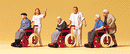 Preiser HO 10479 Pedestrians, Elderly Being Pushed in Wheelchairs (3), 2 Figures Each