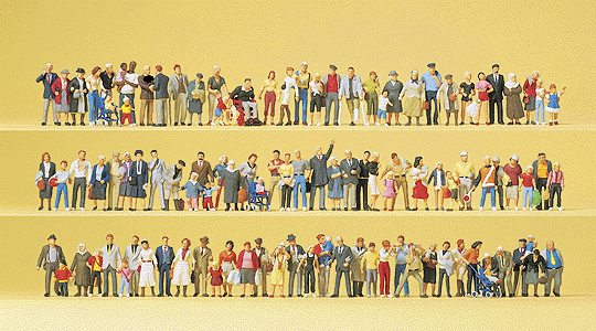 Preiser HO 13002 Pedestrians, Bulk Set, On Streets & Squares