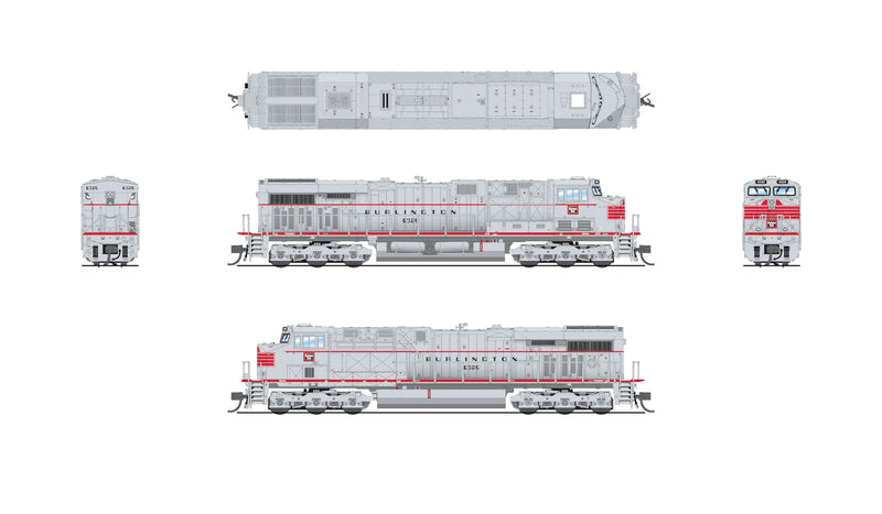 BLI 8643 GE ES44AC, CBQ 6325, Aluminum/Red Fantasy Paint, No-Sound / DCC-Ready, N