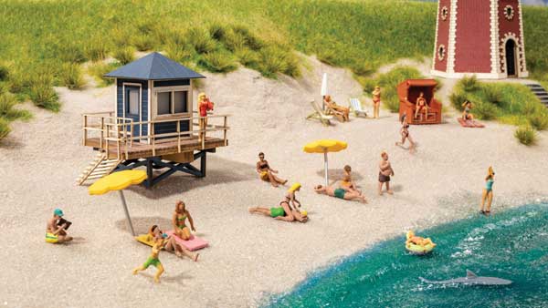 Noch Gmbh & Co 14265 Lifeguard Tower with Shark Fin -- Laser-Cut Kit - 2-3/16 x 1-3/4 x 2-1/16" 5.6 x 4.5 x 5.3cm, HO Scale