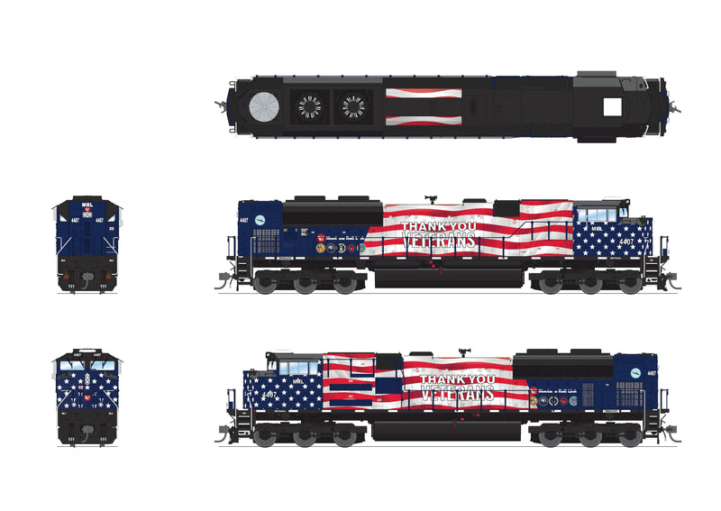 PREORDER BLI 8672 EMD SD70ACe, MRL 4407, Veterans Tribute, Paragon4 Sound/DC/DCC, w/ Smoke, HO