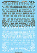 Microscale HO 87-1012 Maintenance-of-Way, Gothic Style Lettering 1950+ (Assorted Cars & Equipment Black & White Lettering)