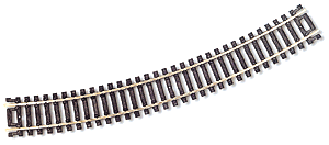 Atlas Model Railroad Co. 833  Code 100 Curved Snap-Track(R) Nickel-Silver Rail -- 18" Radius (Black Ties) pkg(6), HO