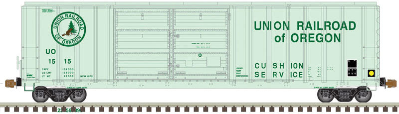 Atlas 20005877 FMC 5077 50' Double-Door Boxcar with Offset Doors - Ready to Run - Master(R) -- Union Railway of Oregon 1508 (green), HO Scale