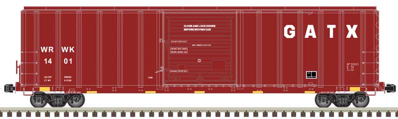 Atlas 20006213 FMC 5077 Single-Door Boxcar - Ready to Run -- GATX WRWK 1405 (Boxcar Red, white), HO Scale