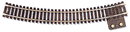 Atlas HO MO845 Terminal Section Snap-Track, Nickel-Silver Rail, 18" Radius Curved, Black Ties