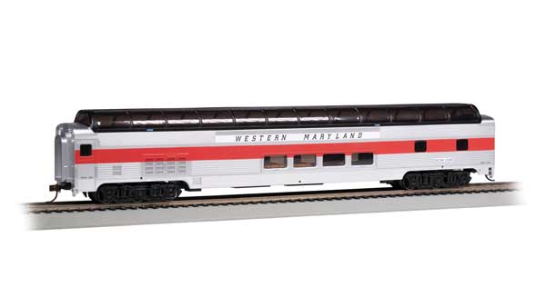 Bachmann Trains HO 13009 Silver Series Budd 85' Full-Length Dome with Lights, Western Maryland Scenic Railway