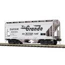 Atlas O 3001891 2-Bay Centerflow Covered Hopper, 3-Rail, Premier, Denver & Rio Grande Western (gray, black, Flying Grande)