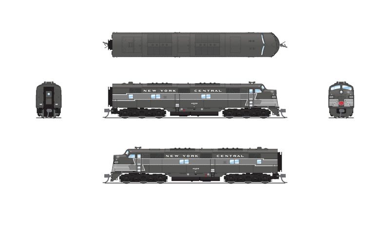 PREORDER BLI 8769 EMD E7 A/B, NYC 4009 / 4104, Full Lightning Stripe, A-unit Paragon4 Sound/DC/DCC, Unpowered B-unit, N