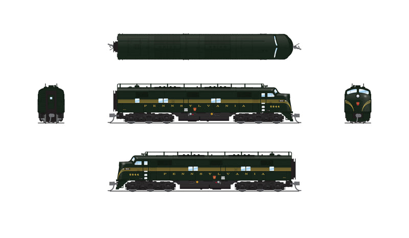 PREORDER BLI 8772 EMD E7 A/B, PRR 5844A / 5844B, DGLE 5-stripe, A-unit Paragon4 Sound/DC/DCC, Unpowered B-unit, N