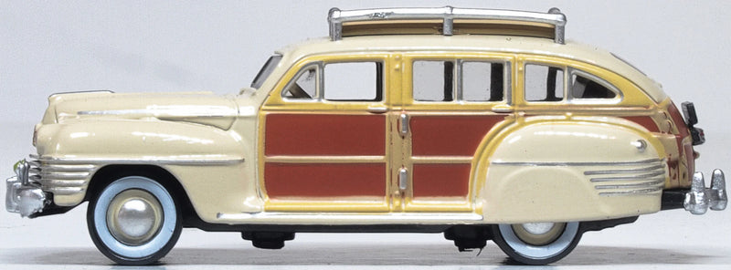 Oxford Diecast 553-87CB42003 1942 Chrysler Town and Country Station Wagon - Assembled -- Catalina Tan, Brown, HO