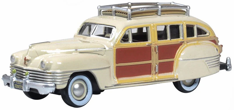 Oxford Diecast 553-87CB42003 1942 Chrysler Town and Country Station Wagon - Assembled -- Catalina Tan, Brown, HO