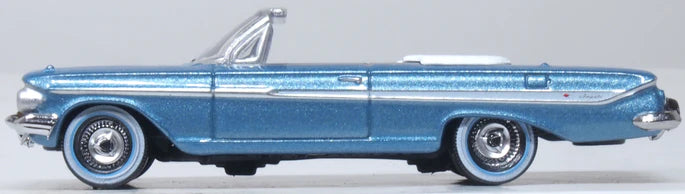 Oxford Diecast 87CI61006 1961 Chevy Impala - Assembled -- Jewel Blue, White, HO