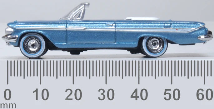 Oxford Diecast 87CI61006 1961 Chevy Impala - Assembled -- Jewel Blue, White, HO