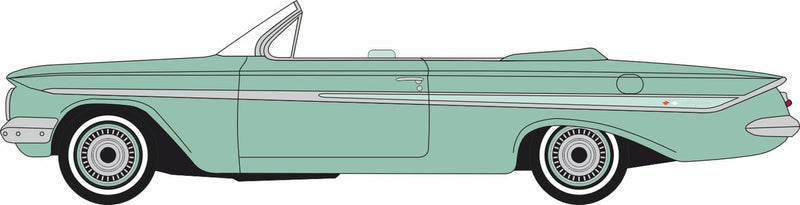 PREORDER Oxford Diecast HO 87CI61007 1961 Chevy Impala Convertible, Top Down