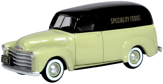 Oxford Diecast 87CV50004 1950 Chevrolet 3100 Van - Assembled -- Specialty Foods (khaki, black), HO