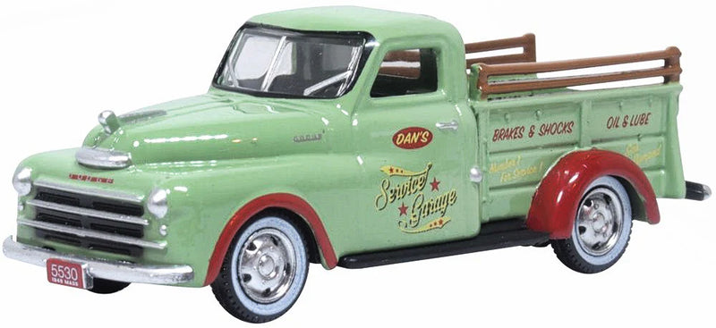 Oxford Diecast 553-87DP48003 1948 Dodge B-1B Pickup Truck - Assembled -- Dans Service Garage (green, red), HO