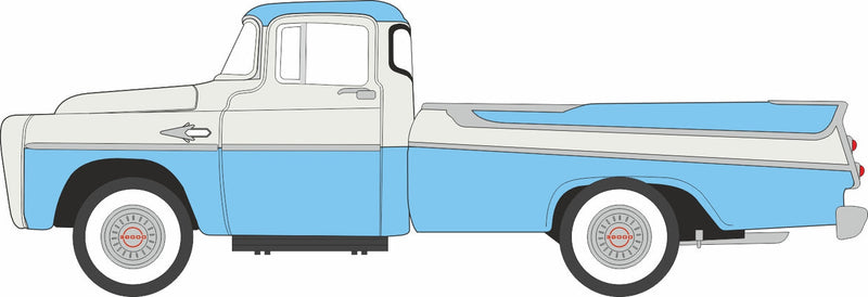 PREORDER Oxford Diecast HO 87DP57005 1957 Dodge D100 Sweptside Pick Up Truck, Ice Blue