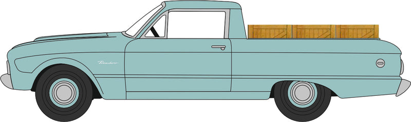 PREORDER Oxford Diecast HO 87FA60002 1960 Ford Falcon Ranchero with Box Load, Meadowvale Green