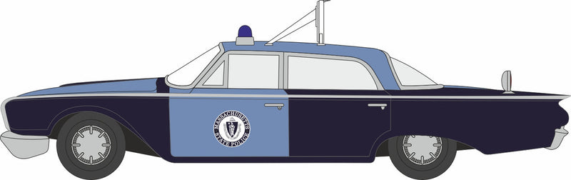 PREORDER Oxford Diecast HO 87FF60002 1960 Ford Fairlane 500 Town Sedan, Massachusetts State Police Radar Car