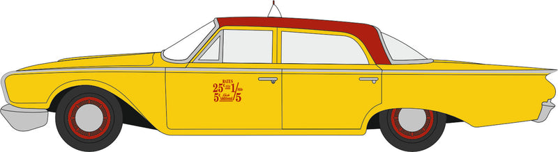 PREORDER Oxford Diecast HO 87FF60003 1960 Ford Fairlane 500 Town Sedan, New York City Taxi