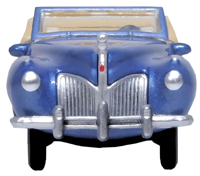 Oxford Diecast 87LC41007 1941 Lincoln Continental Convertible - Assembled -- Darian Blue, Tan, HO