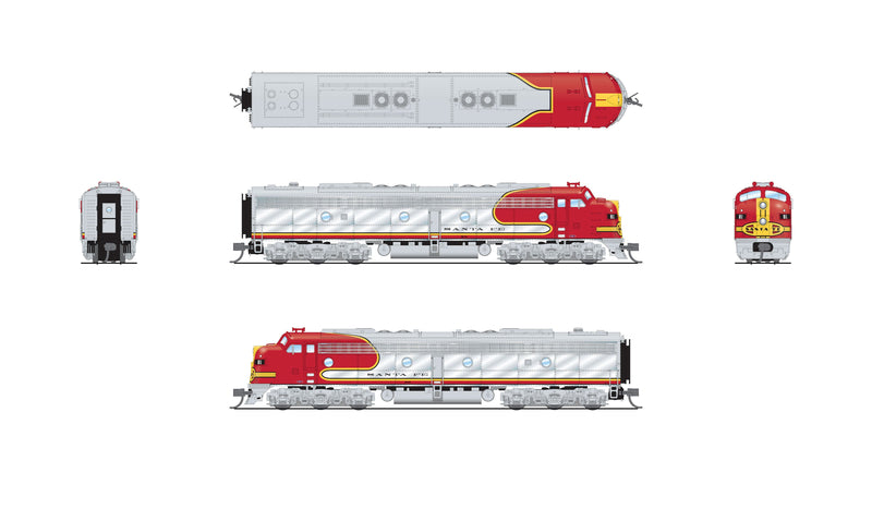 PREORDER BLI 8810 EMD E8 A/B, ATSF 81L / 81A, Warbonnet, A-unit Paragon4 Sound/DC/DCC, Unpowered B-unit, N