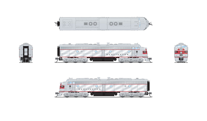 PREORDER BLI 8816 EMD E8A, CB&Q 9938A, w/ Red Stripes, Paragon4 Sound/DC/DCC, N