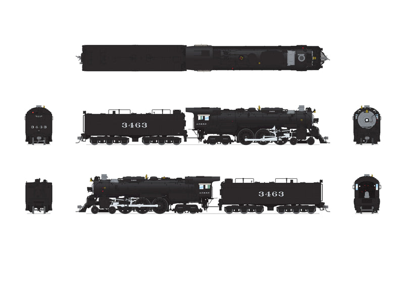 PREORDER Broadway Limited Imports HO 8860 3460 Class 4-6-4 Steam Locomotive with Smoke, Atchison Topeka & Santa Fe