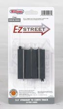 Bachmann Trains O 264 E-Z Street Track for Operating Vehicles & Trolleys, 2-1/2" 6.2cm Straight-to-Curve Connector Track (4)
