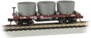 Bachmann Trains N 1555 Old-Time Wood Tank Car with 3 Tanks, United States Military Railroad (red, black)