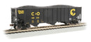 Bachmann Trains HO 18744 Bethlehem Steel 3-Bay 100-Ton Open Hopper, Silver Series, Chessie C&O 142315 (black, yellow)
