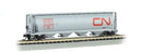 Bachmann Trains N 19163 Canadian Cylindrical 4-Bay Grain Hopper, Silver Series, Canadian National (gray, red; Large Noodle Logo)